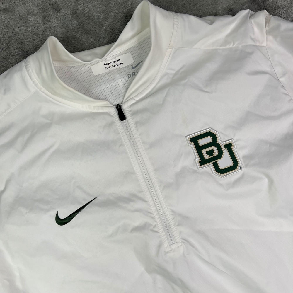 Nike Baylor Bears Quarter Zip Windbreaker Men 2XL White Blade Collar Team Issued